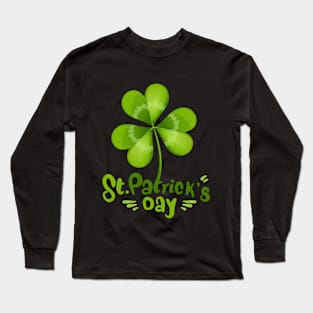 Happy St. Patrick's Day! Celebrate in green with clover. Cheers! Long Sleeve T-Shirt